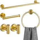 lava odoro 5-piece brushed gold bathroom hardware set, gold towel bar set bathroom towel holder set 