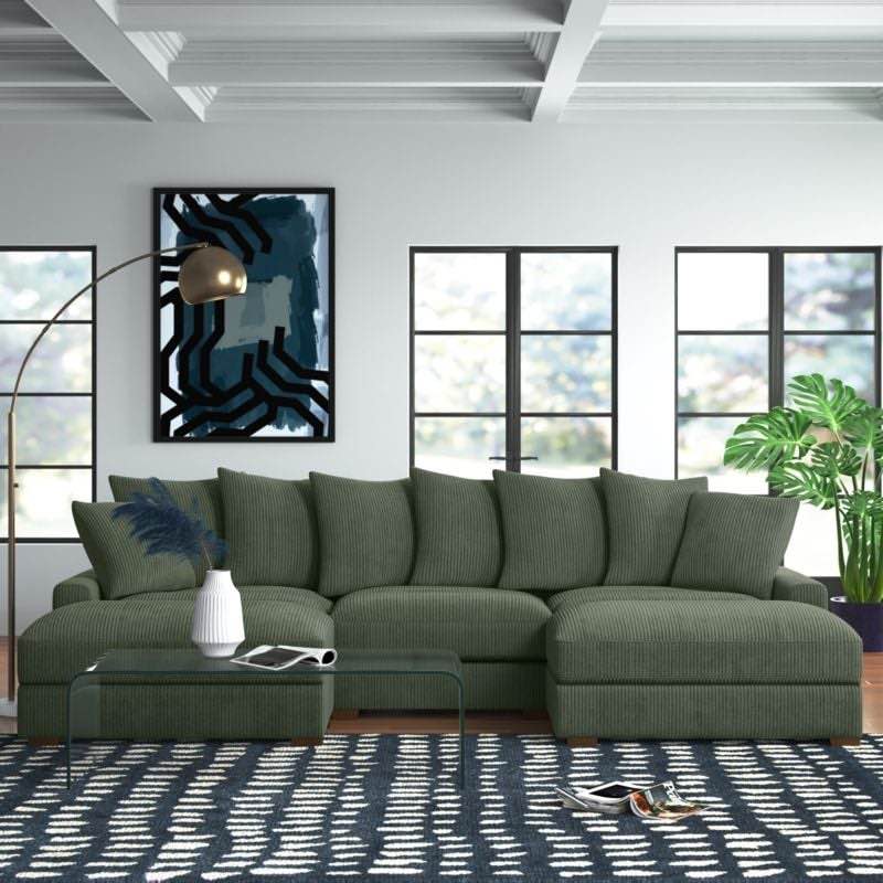 ashira wide reversible modular corner sectional with ottoman by wade logan® size: 34" h x 89"w x 6 (incomplete 1 box only raf armless chair) 