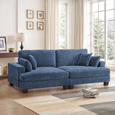 denylah 88'' adjustable back height upholstered sofa by latitude run® body fabric: navy chenille (incomplete missing parts) (similar imagen) 