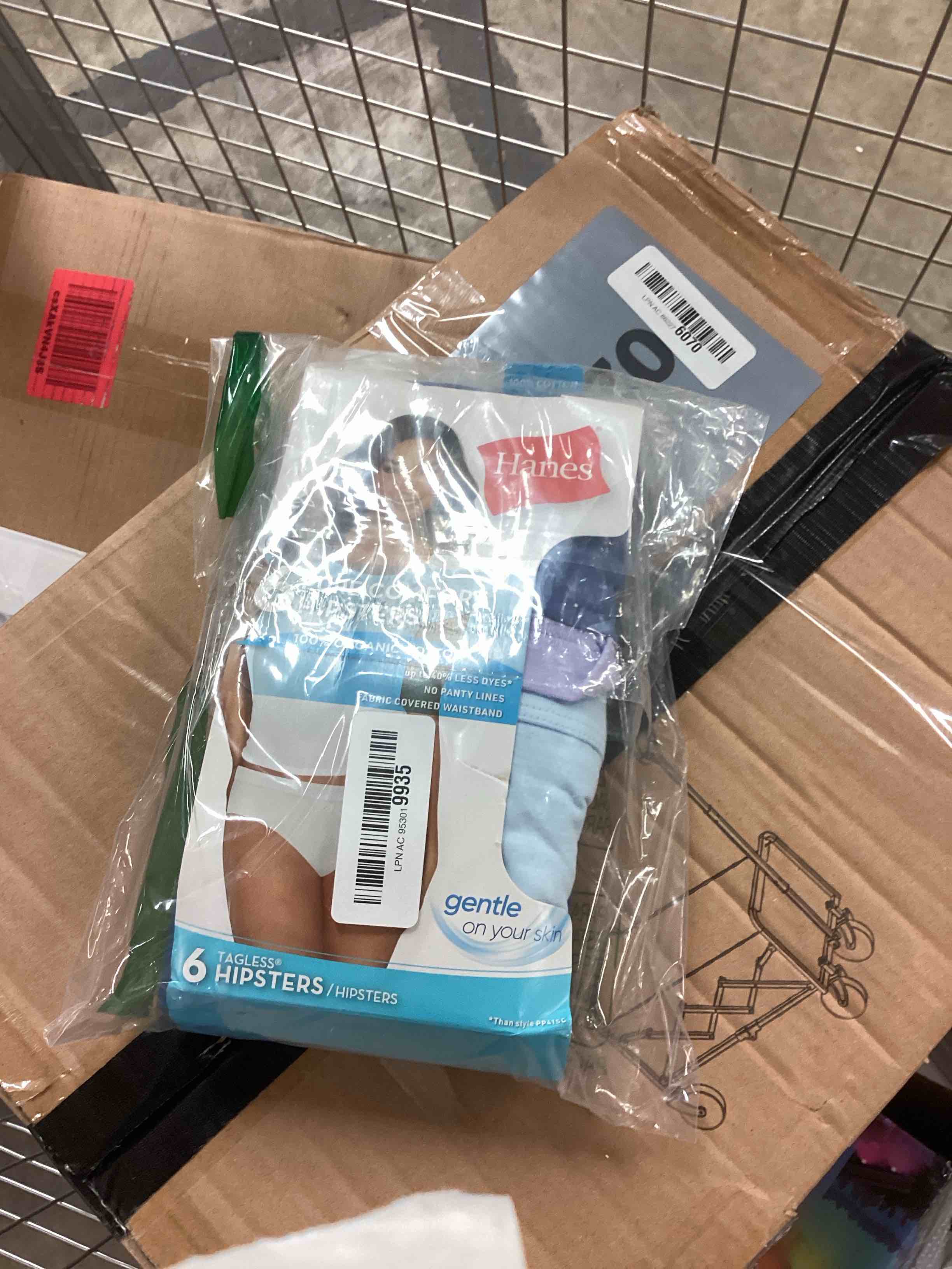 Condition photo showing New/Like New for hanes women's organic cotton panties pack, comfortsoft underwear, 6-pack (colors may vary) 6 assorted colors, 6-pack hipsters 6