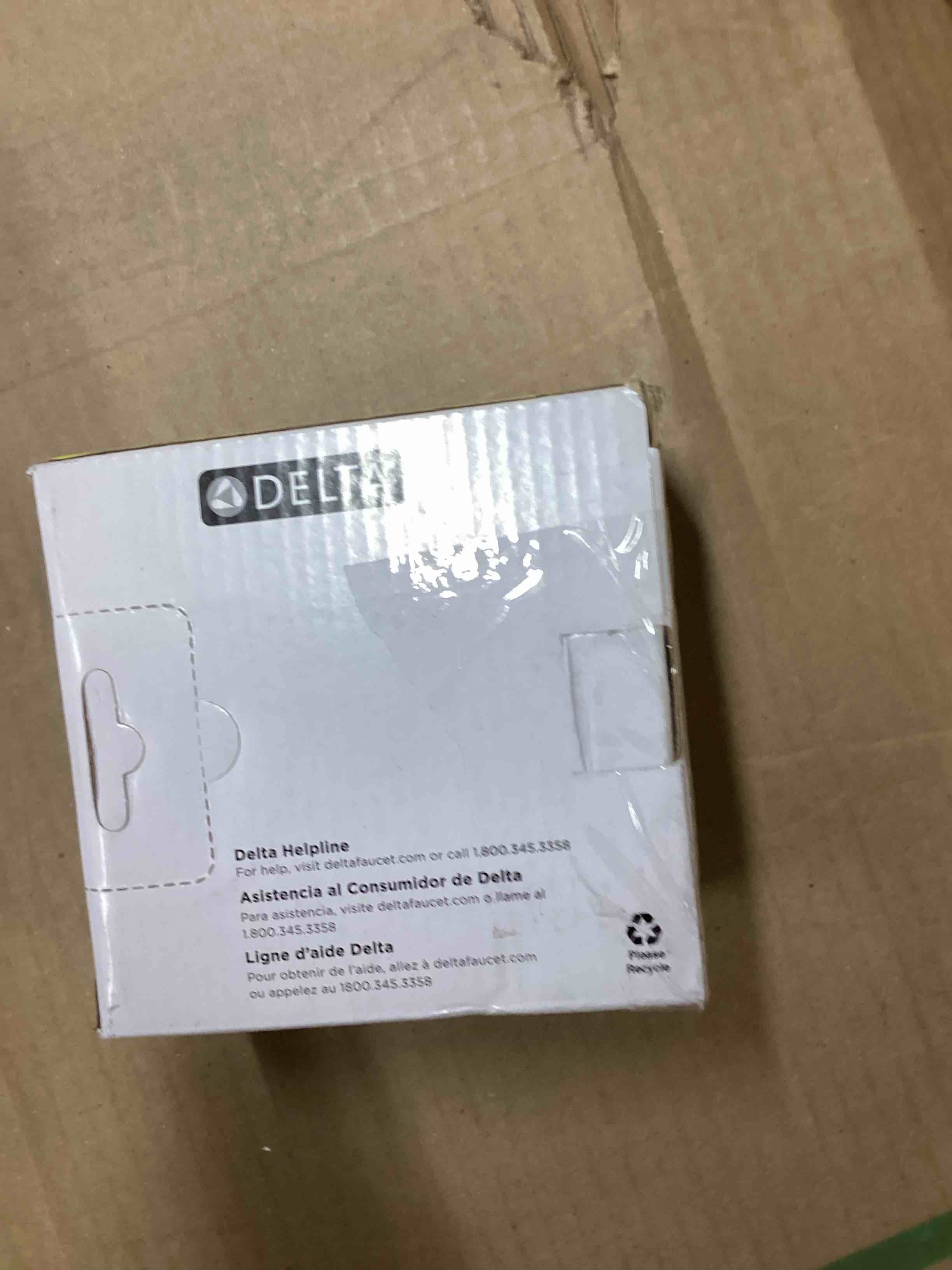 Condition photo showing As Is for delta 79735 cassidy double towel hook bath hardware accessory in polished chrome