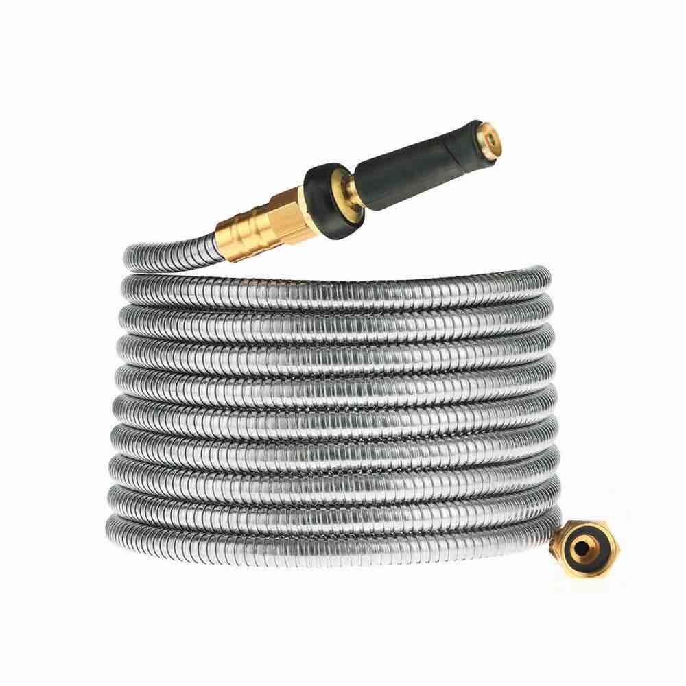 3/4 in. dia. X 75 ft. 304 Stainless Steel Expandable Heavy-Duty Garden Hose, Flexible Kink Free Hose, no Bite