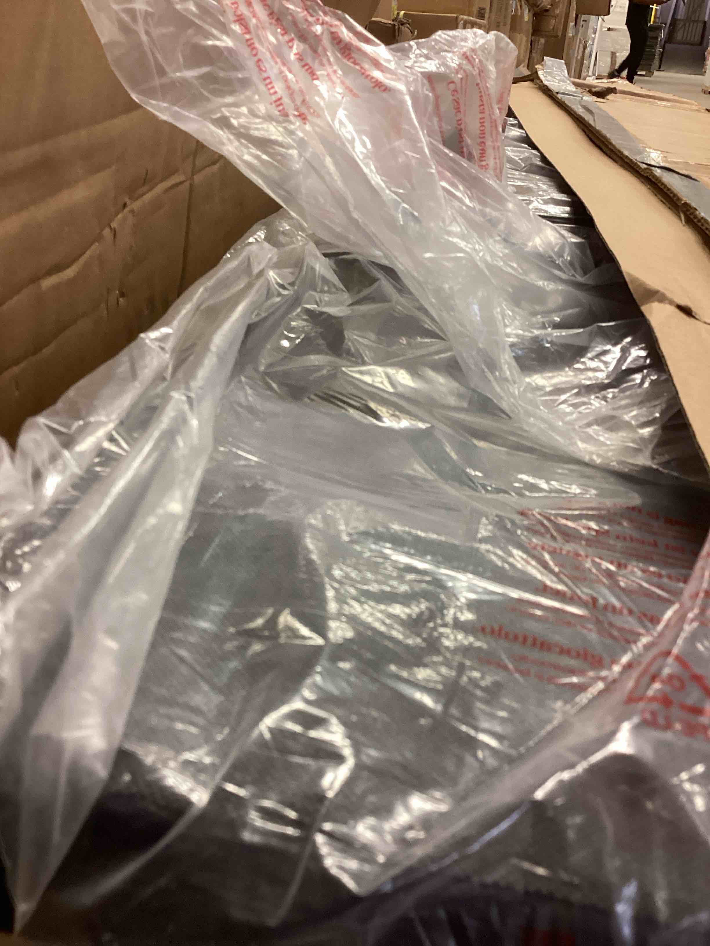 Condition photo showing As Is for led upholstered platform bed frame with 4 storage drawers and storage headboard by 17 stories (incomplete box 1 only ) 