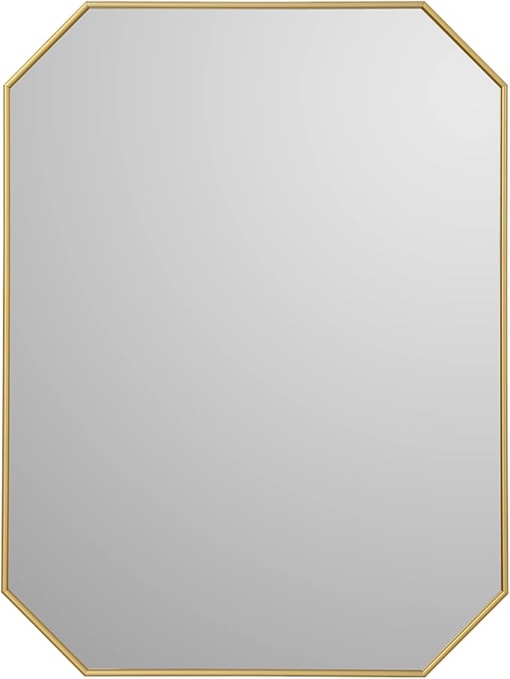 24" x 31" Octagon Aluminum Wall Mirror Gold