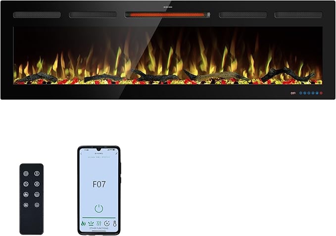 50” electric fireplace,black 