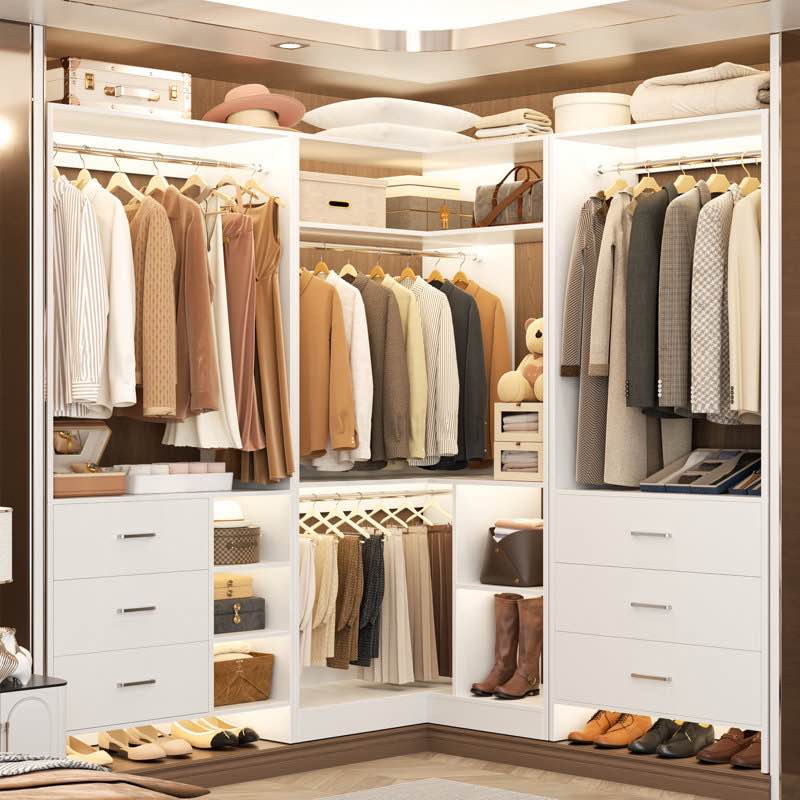 86.8" w closet system with 6 drawers and 4 hanging rods by latitude run® (incomplete box 1 only) 