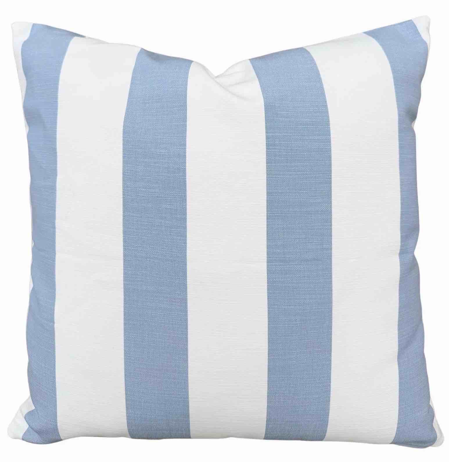Harbor Stripe Coastal Blue and White Indoor/Outdoor Pillow