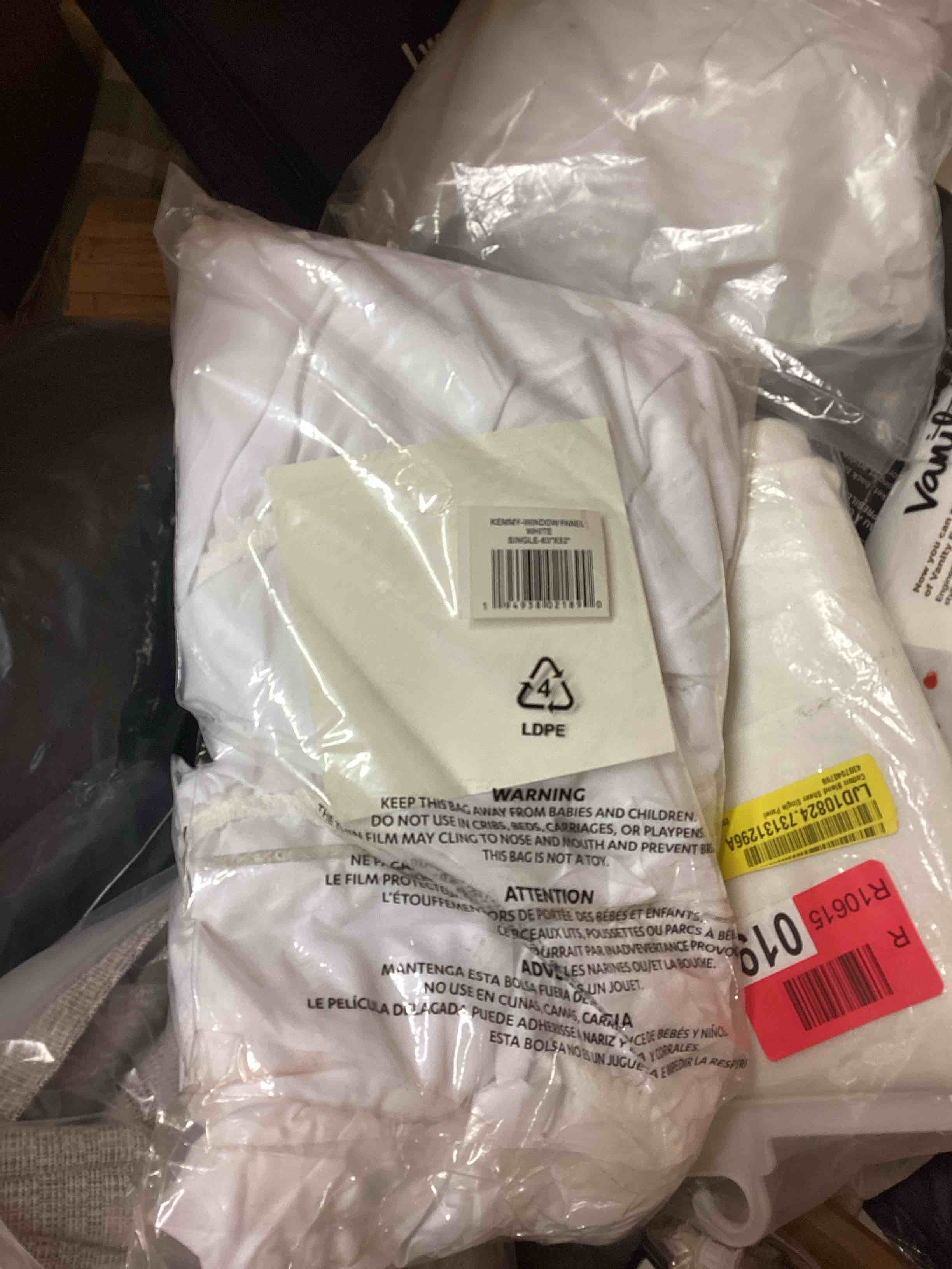 Condition photo showing Good Condition for lush decor kemmy light filtering window curtain panel single 52" w x 63" l white - drapes - ruffled curtains for bedroom - white curtains - coquette decor