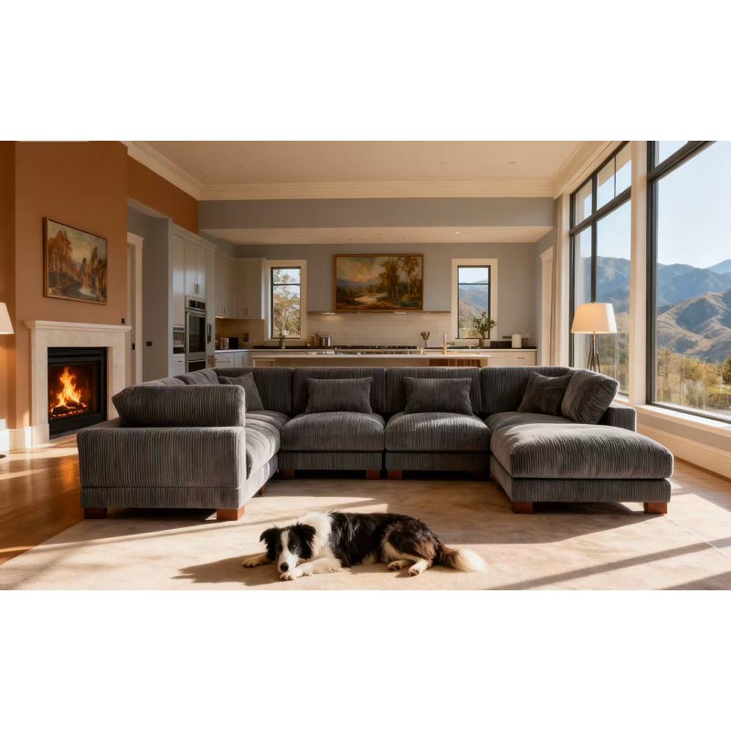 arliz 7-piece 144” wide reversible modular corner sectional -incomplete one box only 