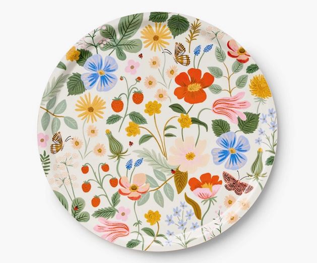 round bent ply tray - strawberry fields