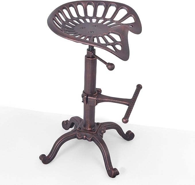 Diwhy Rustic Industrial Farmhouse Tractor Seat Adjustable Bar Stool Industrial bar Chair (Copper, Cast Iron) Visit the Diwhy Store
