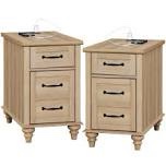 Scarlett End Table with Storage and Built-In Outlets Set of 2
