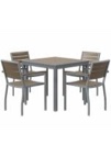 Ojai 5-Piece Outdoor Set, With Square Dining Table And 4 Armless Chairs(Incomplete only table)