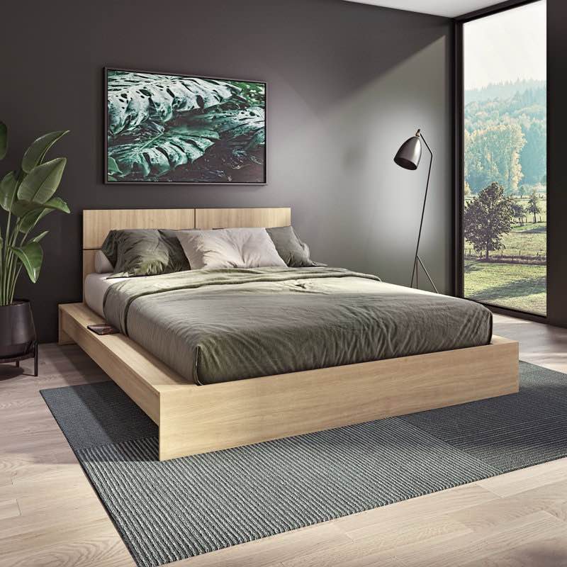 zen omega – platform bed with headboard – easy assembly, no box spring required by ebern designs (incomplete box #2 only of 3) 