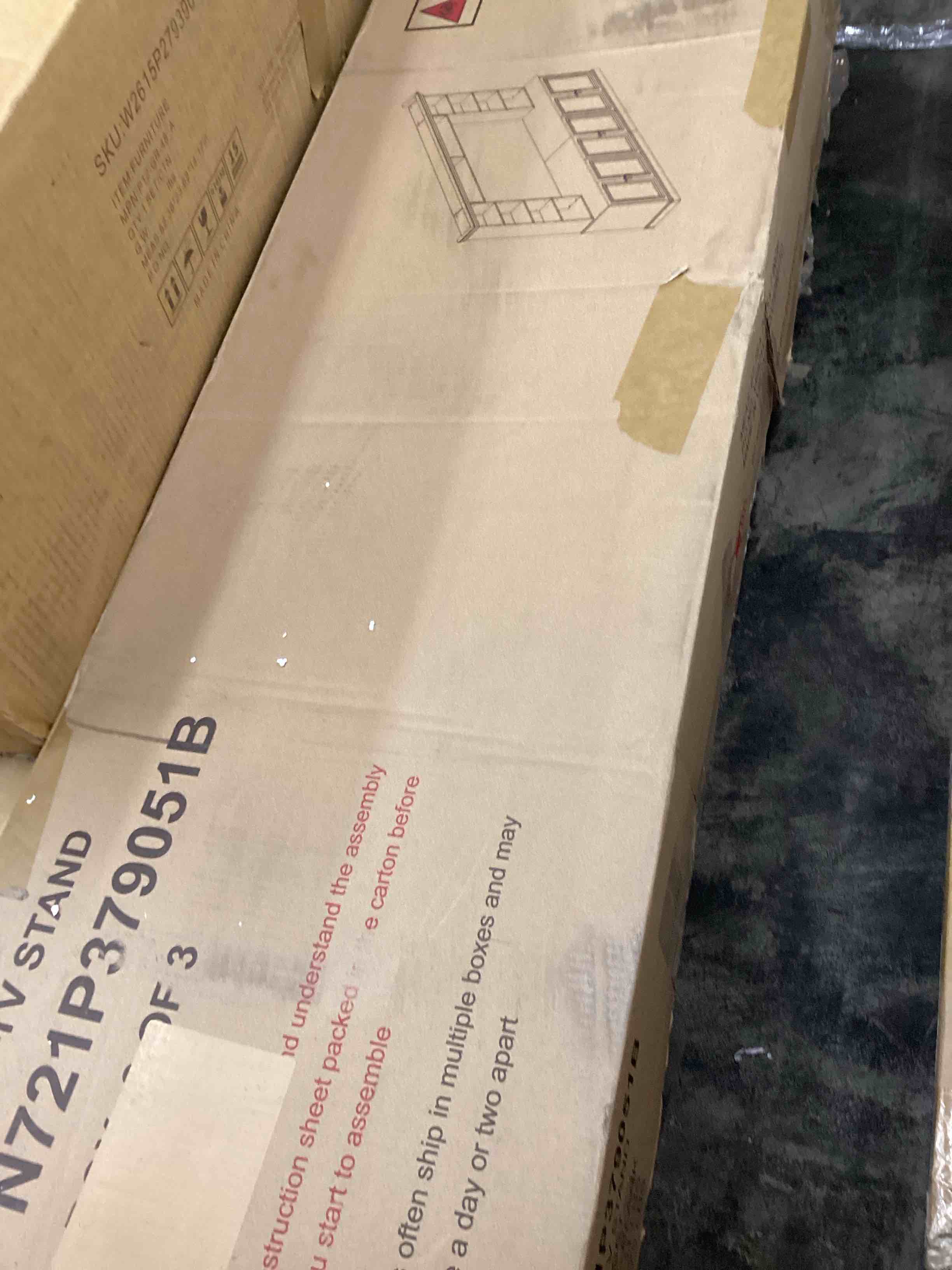Condition photo showing Good Condition for adjustable tv stand for living room: 7 adjustable shelves & 6 cable holes - all-in-one storage cabinet & media console for apartments - black retro design entertainment center (incomplete box #3 only of 3 )