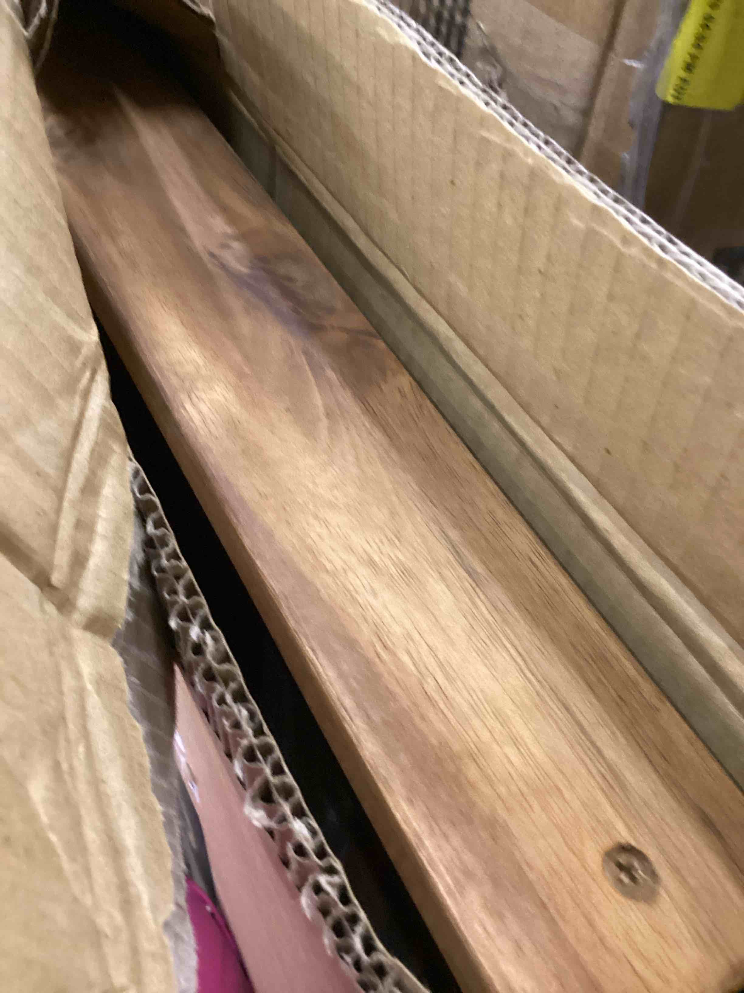 Condition photo showing As Is for east green charleston twin outdoor porch swing bed with ropes - acacia wood bed swing in natural finish(incomplete box 1 only) 