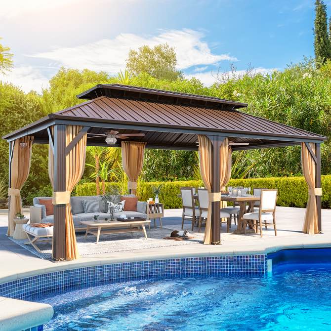  erommy 12x20 hardtop grill gazebo with netting and sides (incomplete box #1 only of 6) 