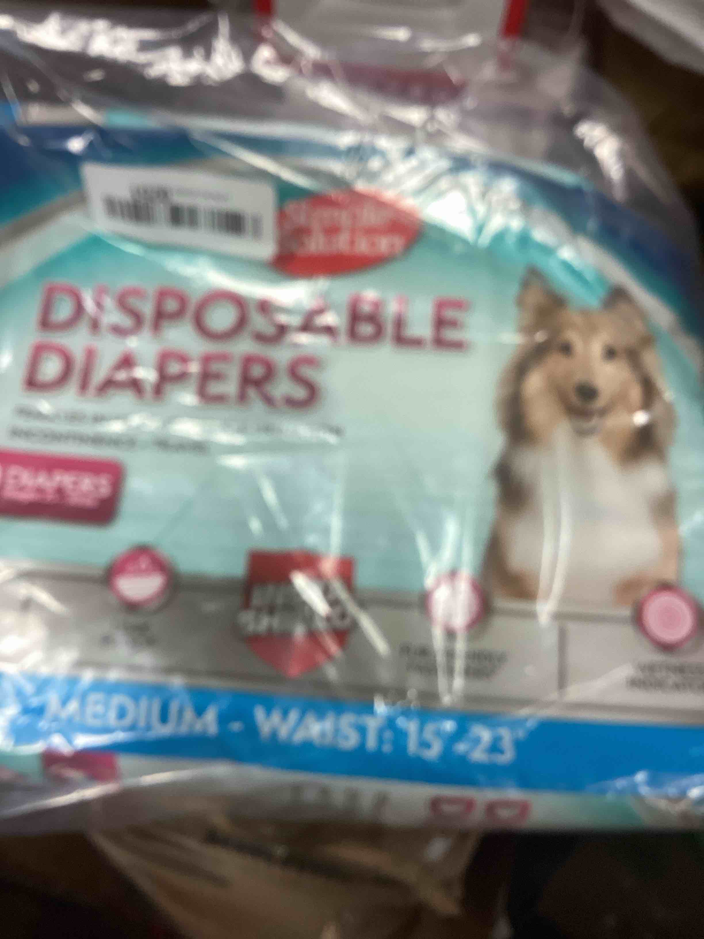 Condition photo showing New/Like New for simple solution disposable dog diapers, female dog diapers, puppy potty training, incontinence and heat cycle protection, medium diapers for dogs, 15-23 inch waist, 30 count 30 count medium