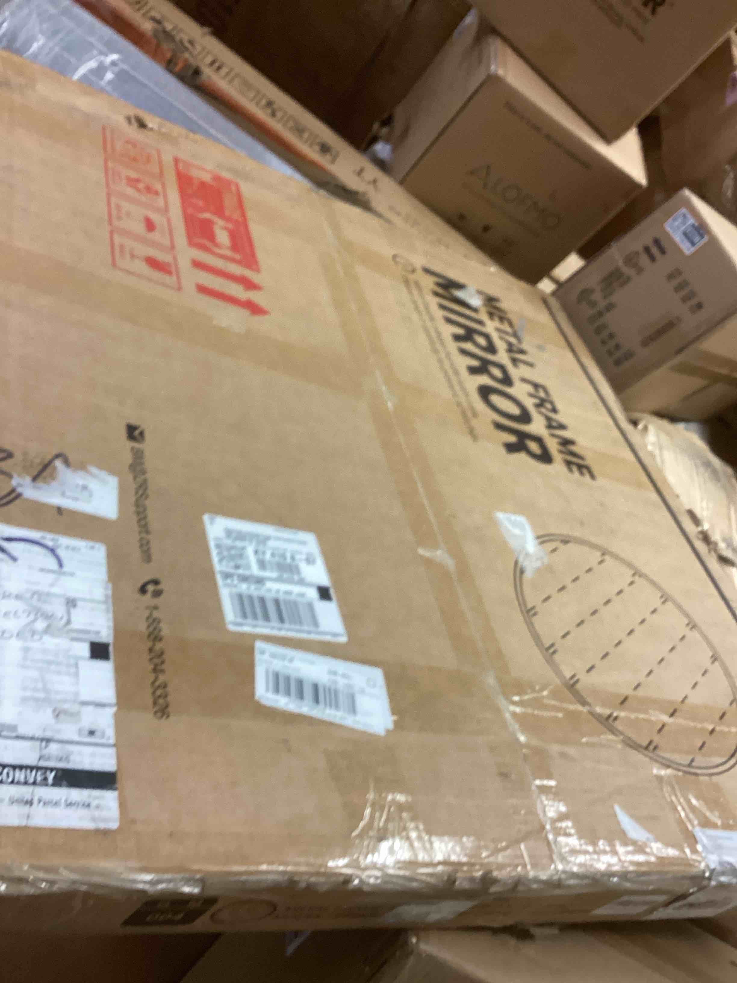 Condition photo showing New/Like New for round metal frame mirror (36 in.)