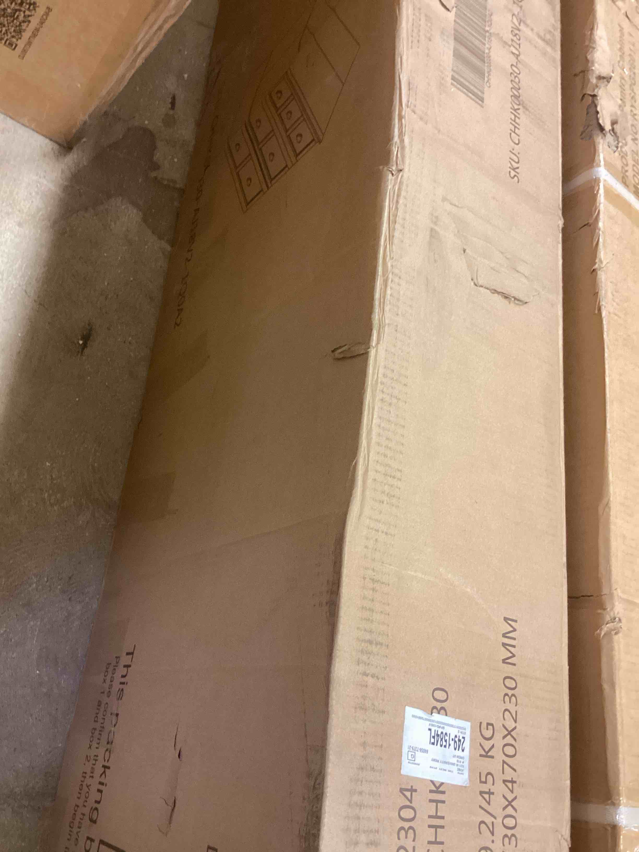 Condition photo showing Good Condition for bed with charging station, queen size cabinet bed with large storage drawer for home office or small room, hideaway foldable platform bed, white (incomplete one box of two only)