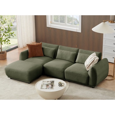 ballyrobert 4-piece upholstered sectional teddy wool (incomplete one box only)