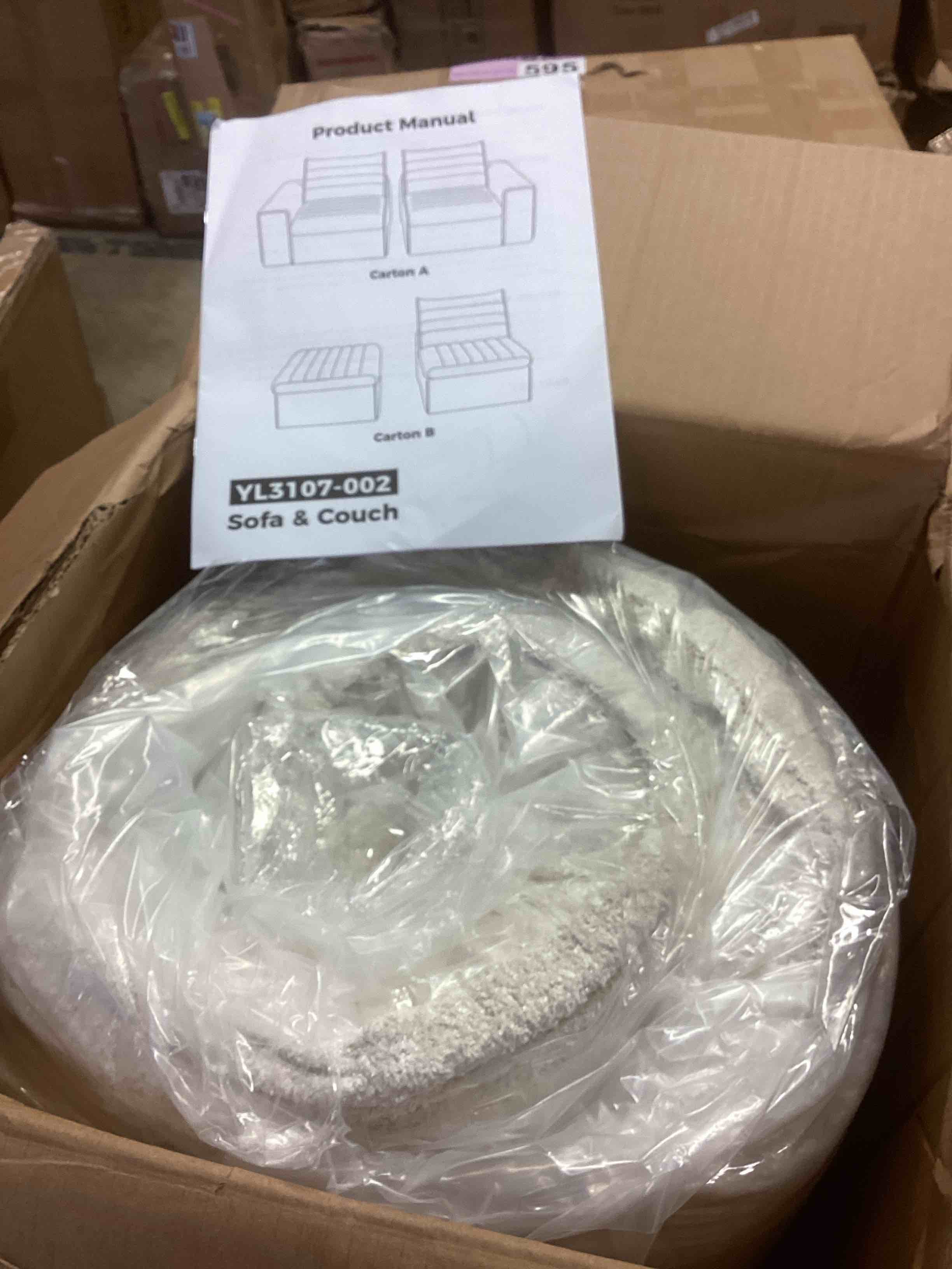 Condition photo showing Good Condition for 106.7" sofa modular sectional sofa with deep seat, upholstery l shaped cloud couch for living room, apricot (incomplete carton b only) (color different from stock photo)