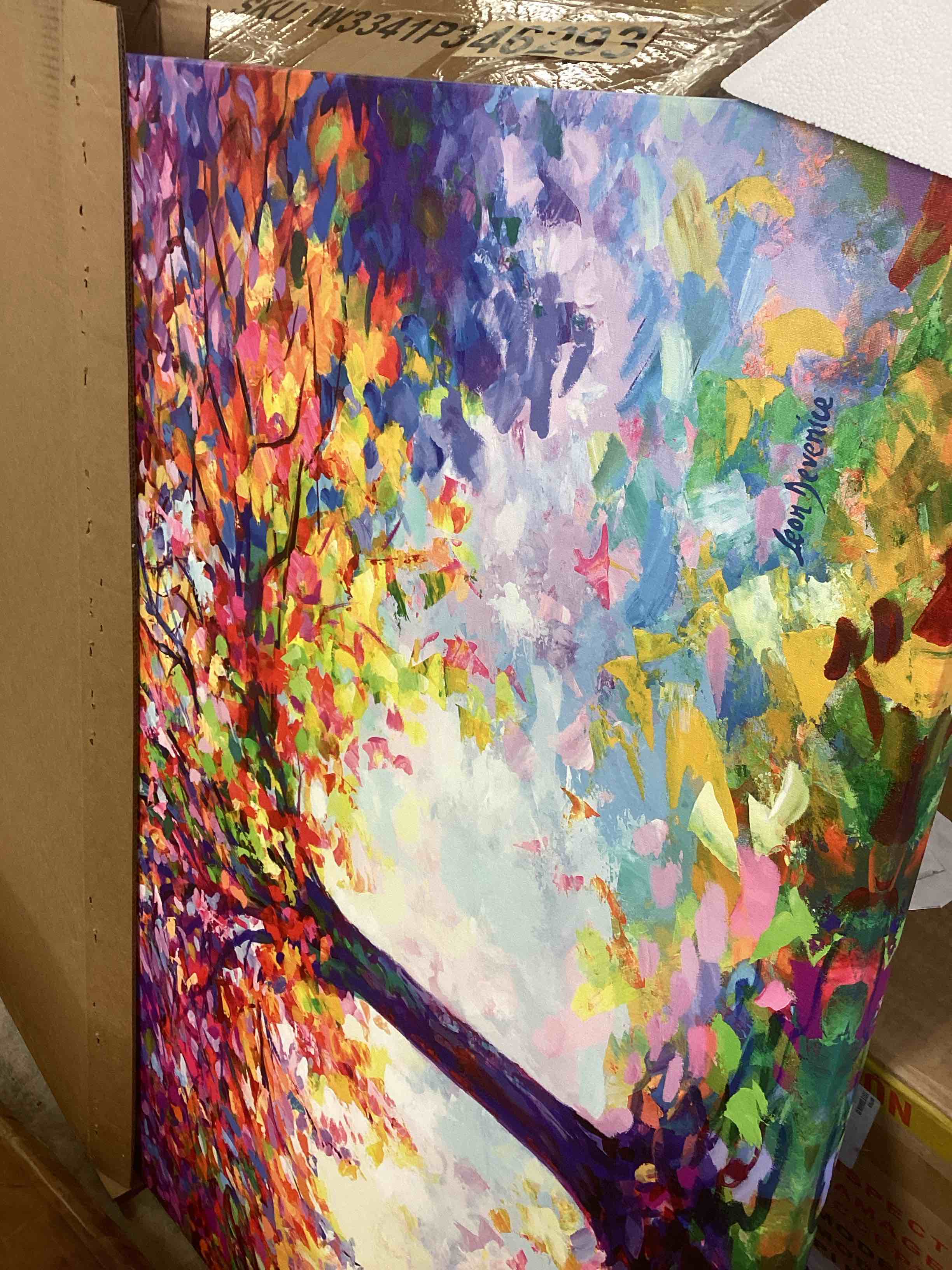 Condition photo showing New/Like New for tree of happiness " by leon deverice 32” x 48”