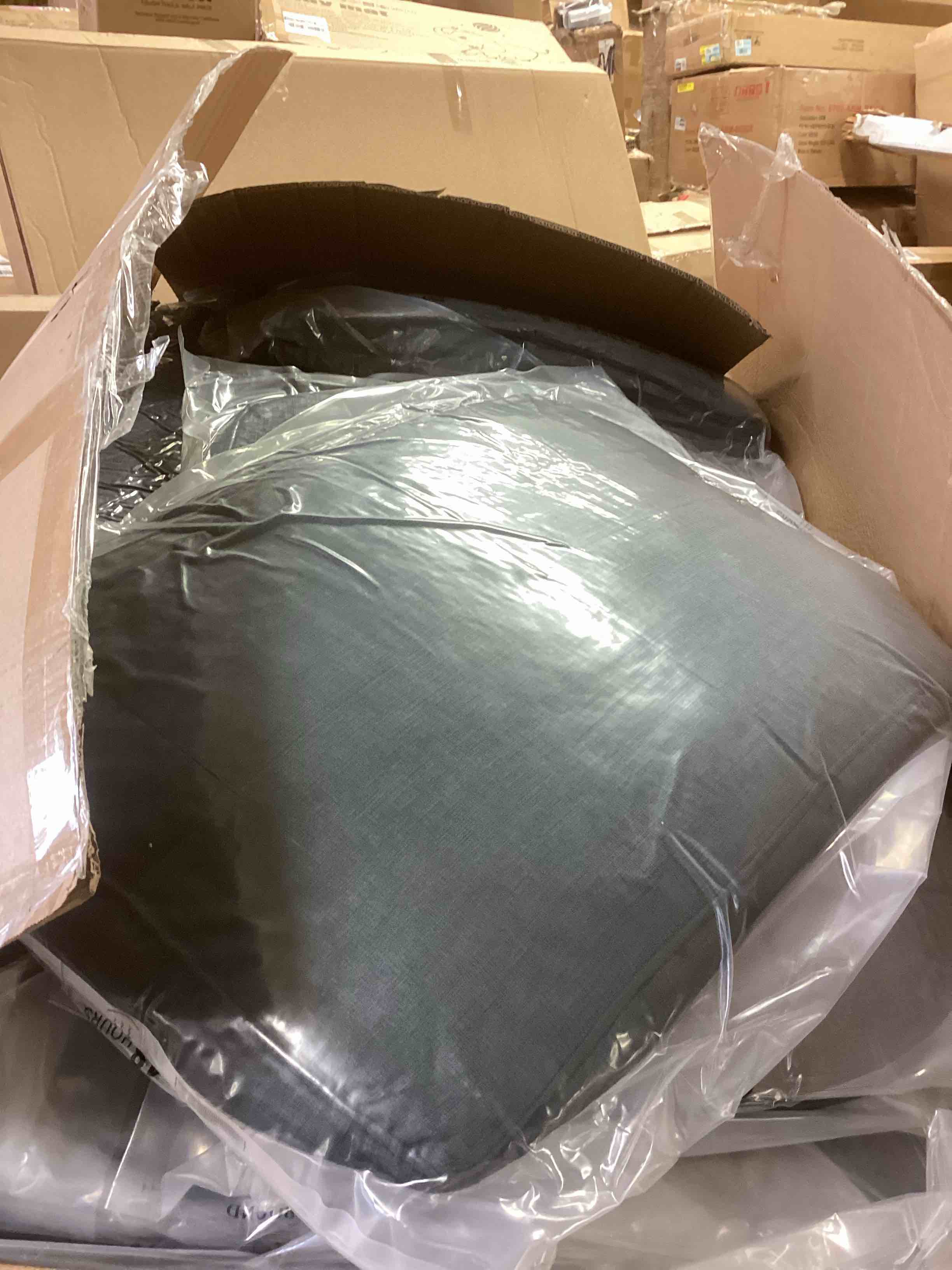 Condition photo showing Good Condition for sectional couch for living room, modern linen fibre u shaped sofa couches with double chaise, upholstered 4 seater sofa for living room, apartment, office, black (incomplete one box only)