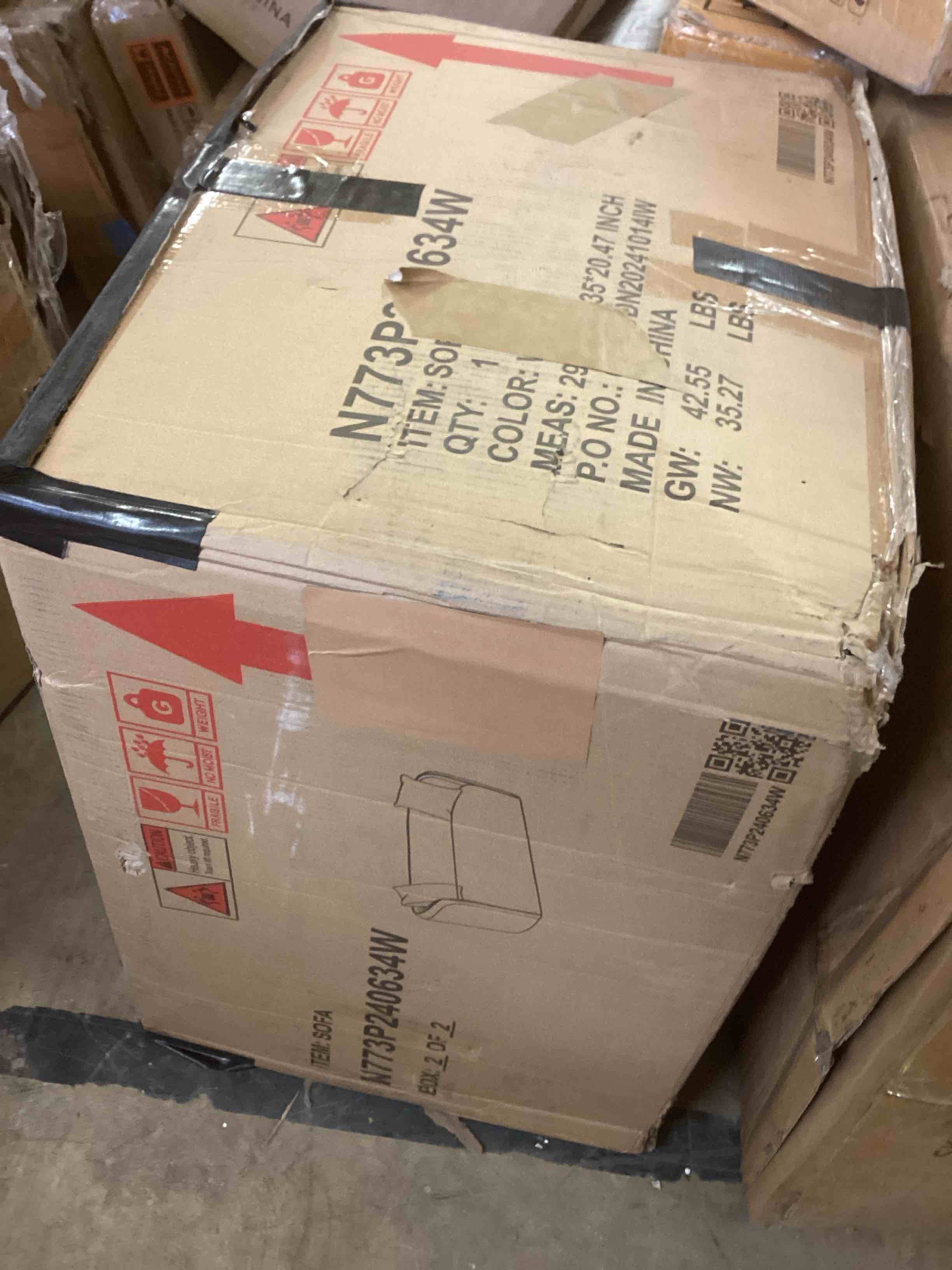 Condition photo showing Good Condition for coral 82" curved sofa,3-seater,living rooms,bedrooms,apartment office (incomplete one box of two only)