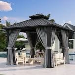 aluminum permanent patio gazebo with double roof (2-boxes)