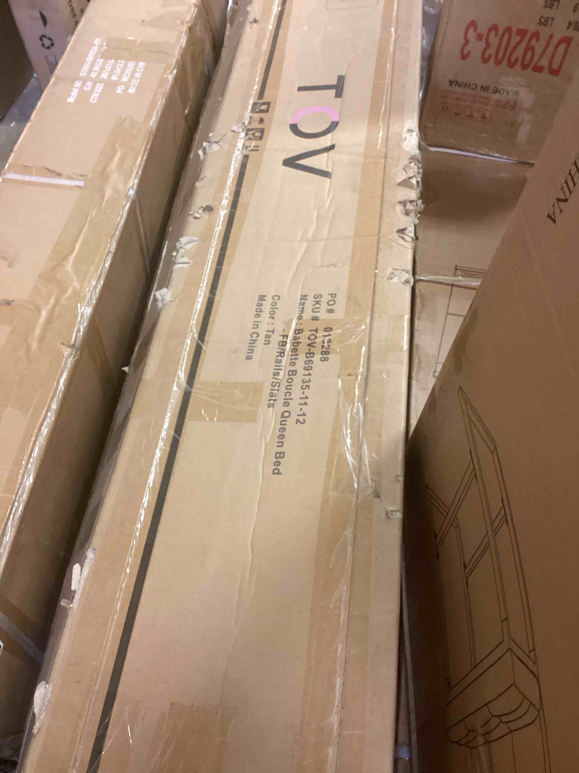 Condition photo showing Good Condition for tov furniture babette tan boucle queen bed (incomplete one box only)