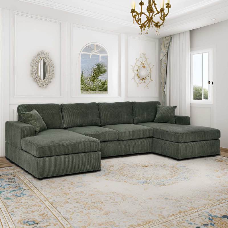 loette corduroy u-shaped sectional symmetrical (incomplete one box only)