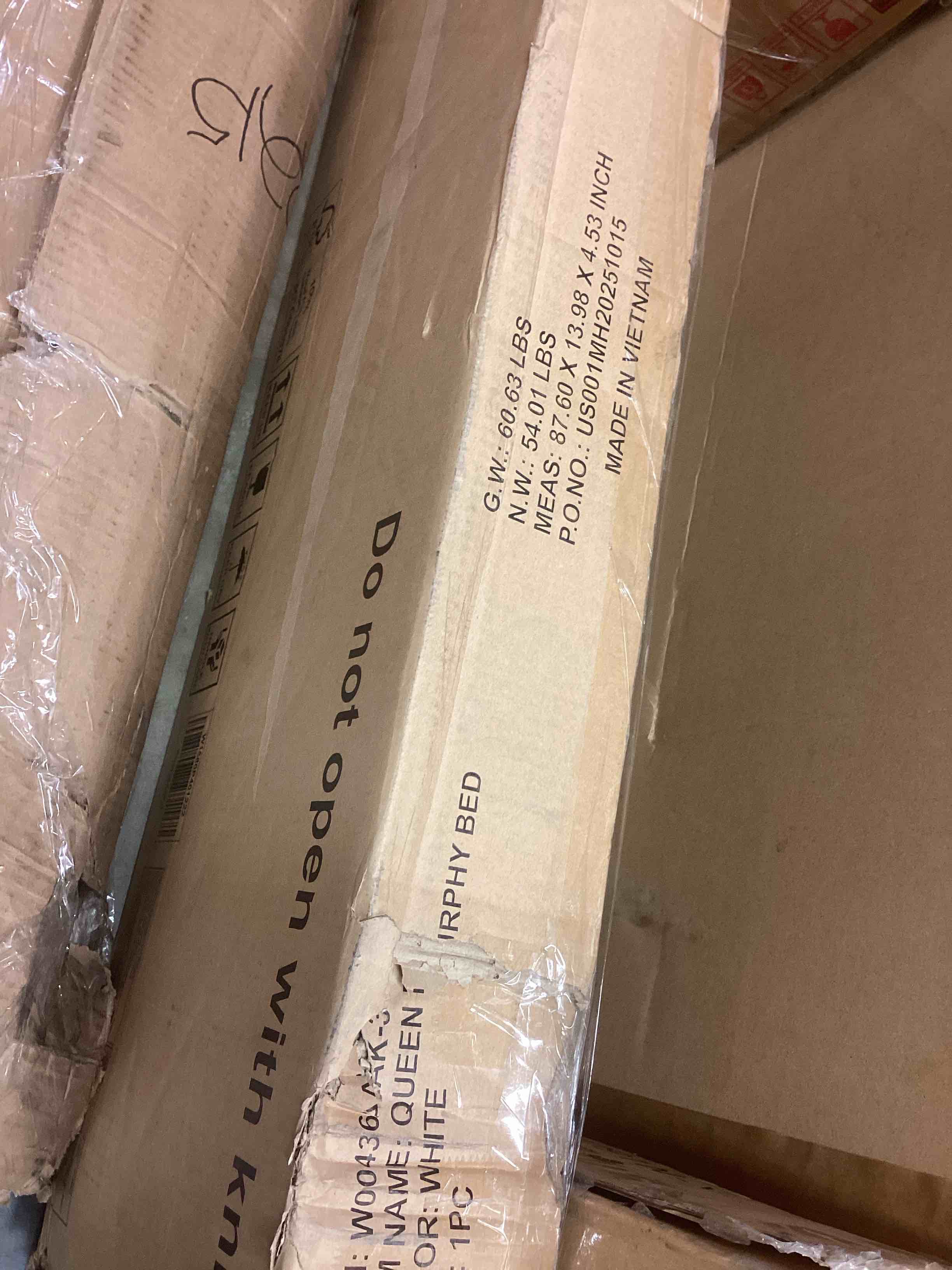 Condition photo showing Good Condition for queen murphy bed ,white (incomplete one box only)