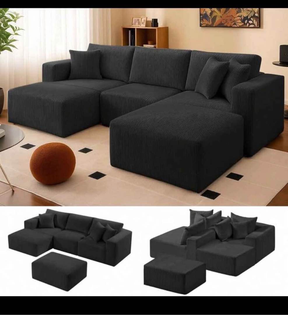 modular sectional sofa, l shaped modular sofa with chaise, cloud sectional couch with high rebound sponge density black incomplete only chaise) 