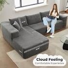 vivi 104 in. wide arm 2-piece corduroy fabric l-shape modular sectional sofa in gray with left chaise (incomplete one box of two only)