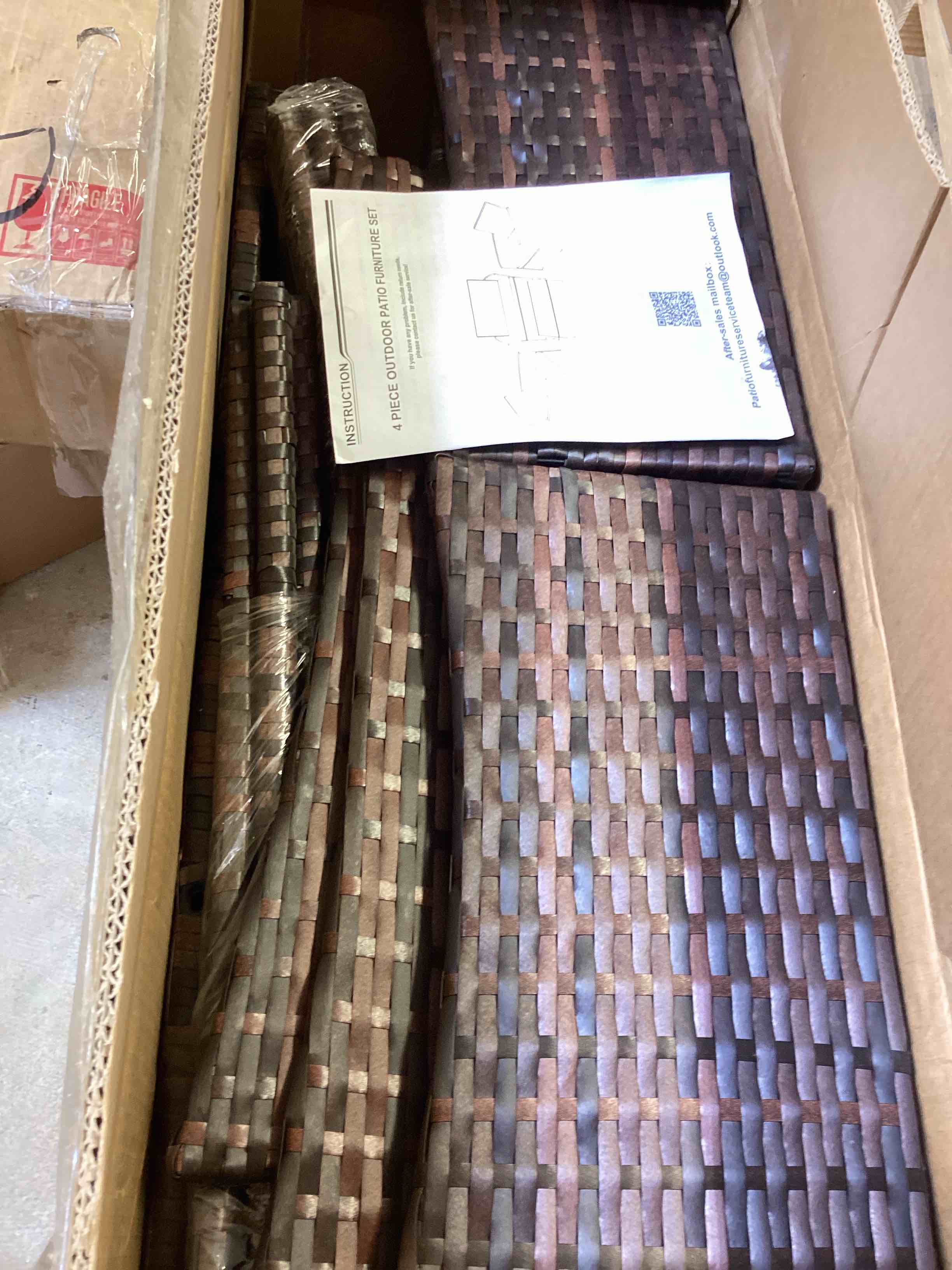 Condition photo showing Good Condition for patio furniture set 4 pieces small, belcony furniture outdoor wicker patio conversation set for backyard,porch, deck,garden,poolside and balcony (beige)