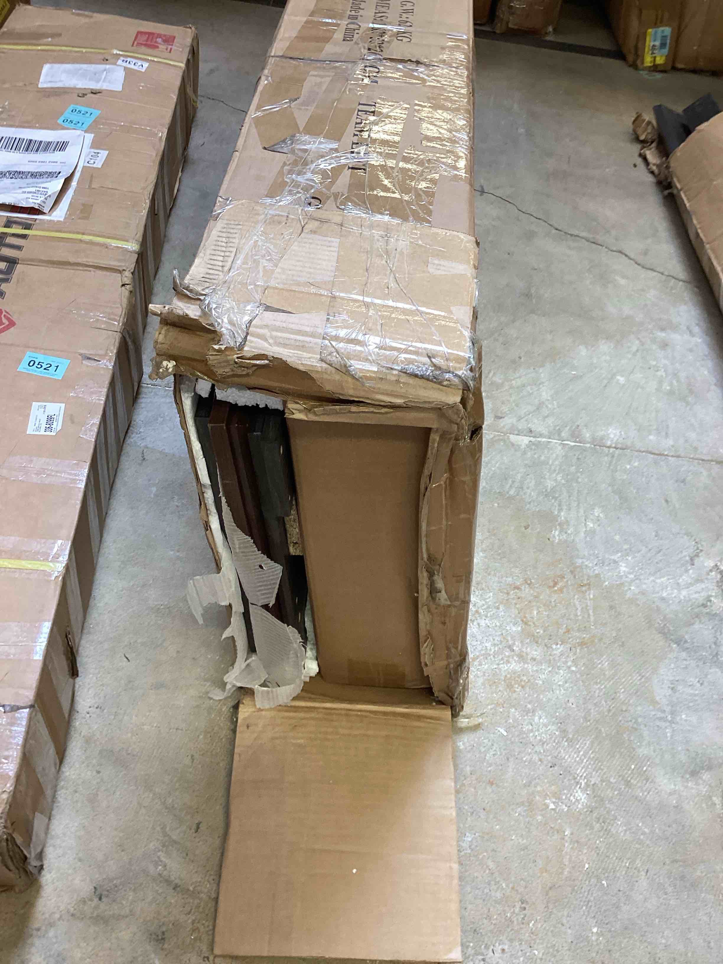 Condition photo showing Good Condition for paproos fireplace tv stand for 65 inch tv, farmhouse tv stand with with 18 inch electric fireplace, entertainment center with charging station, tv console table tv cabinet for living room