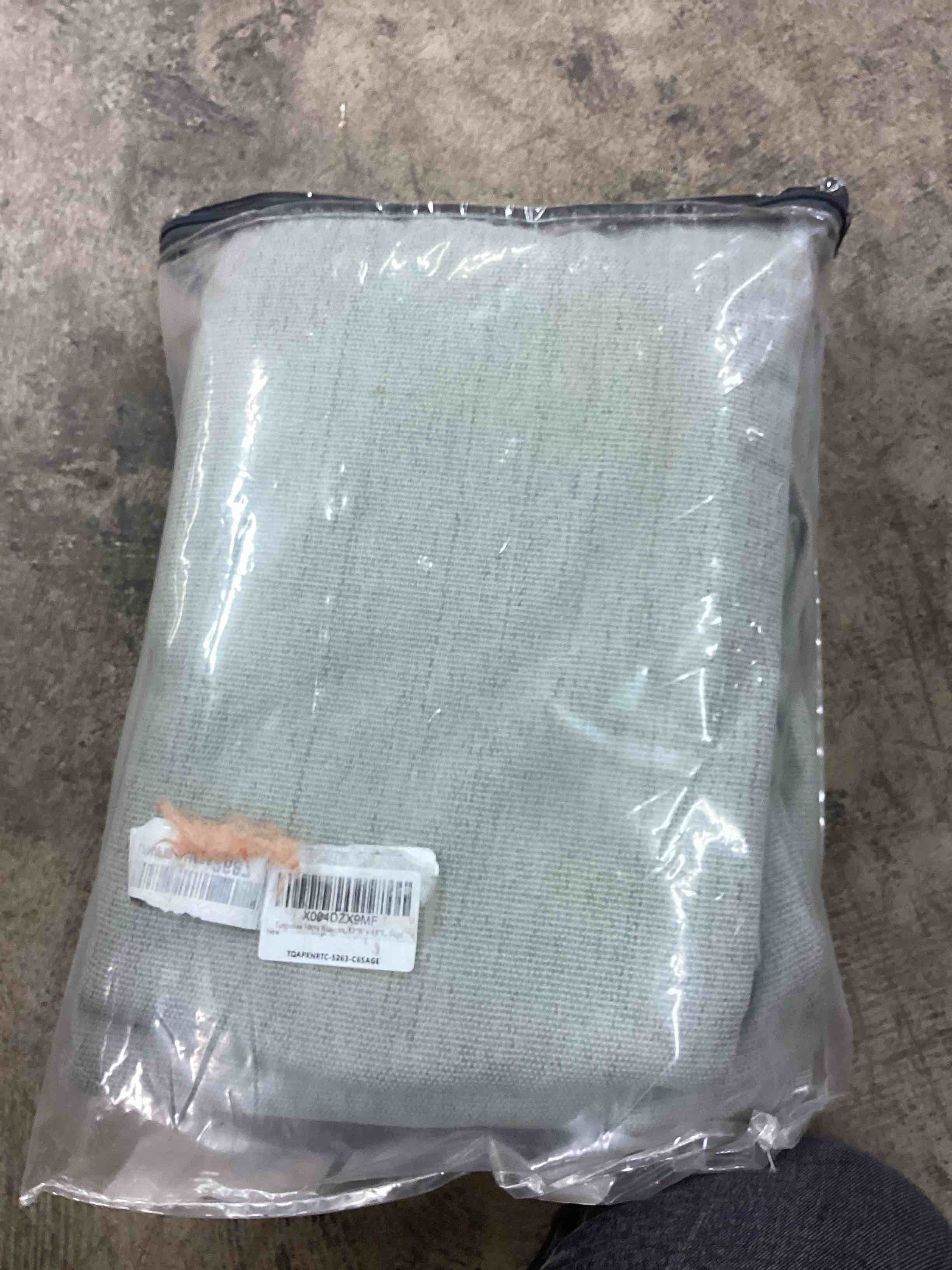 Condition photo showing Good Condition for h.versailtex premium chenille blackout curtains - 100% blackout thermal insulated noise reducing, heavy white flocking coating back linen textured, 2 panels 52”x63” inches, heathered sage (not solid)