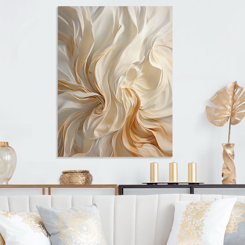 White And Gold Champagne Flow IV - Champagne Metal Wall Art By Ivy Bronx 