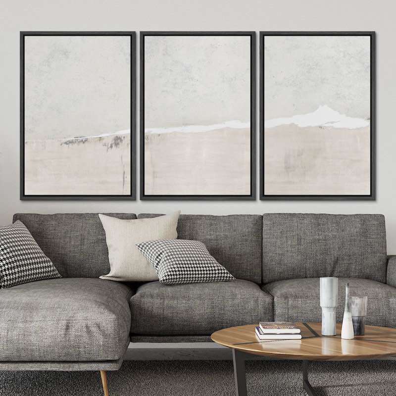 industrial grunge abstract landscape modern neutral wall art framed canvas 3 pieces painting print by signleader