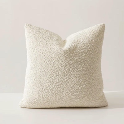 Soft Chenille Bouclé-style Filled Throw Pillow By Fennco Styles Color: Ivory | Shape/Size: Square 18"