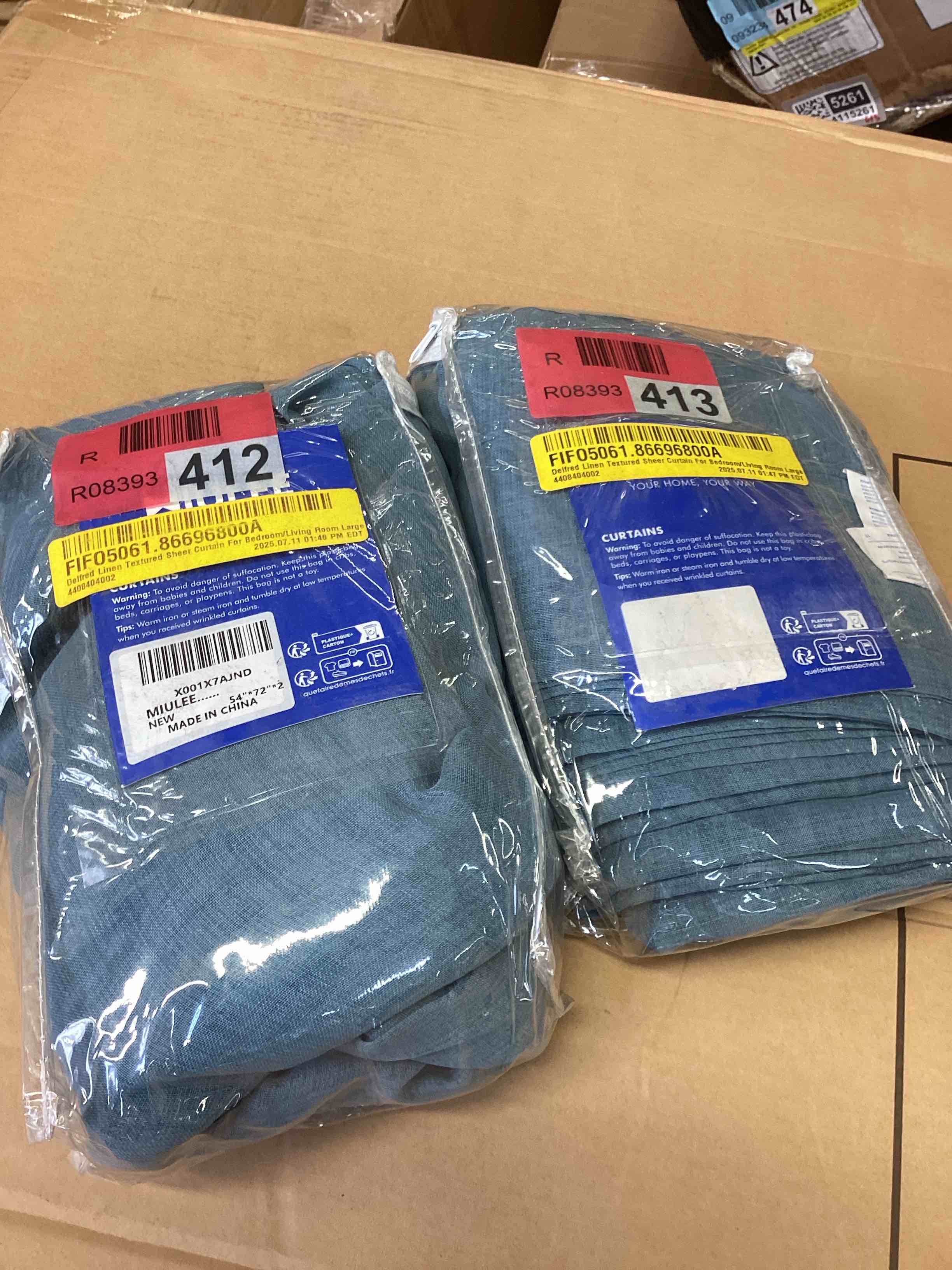 Condition photo showing Good Condition for miulee dusty blue linen textured sheer curtains 2 panels for bedroom/living room semi transparent farmhouse window net panels with rod pocket light blue 2 pieces w 54 x l 72 inches long