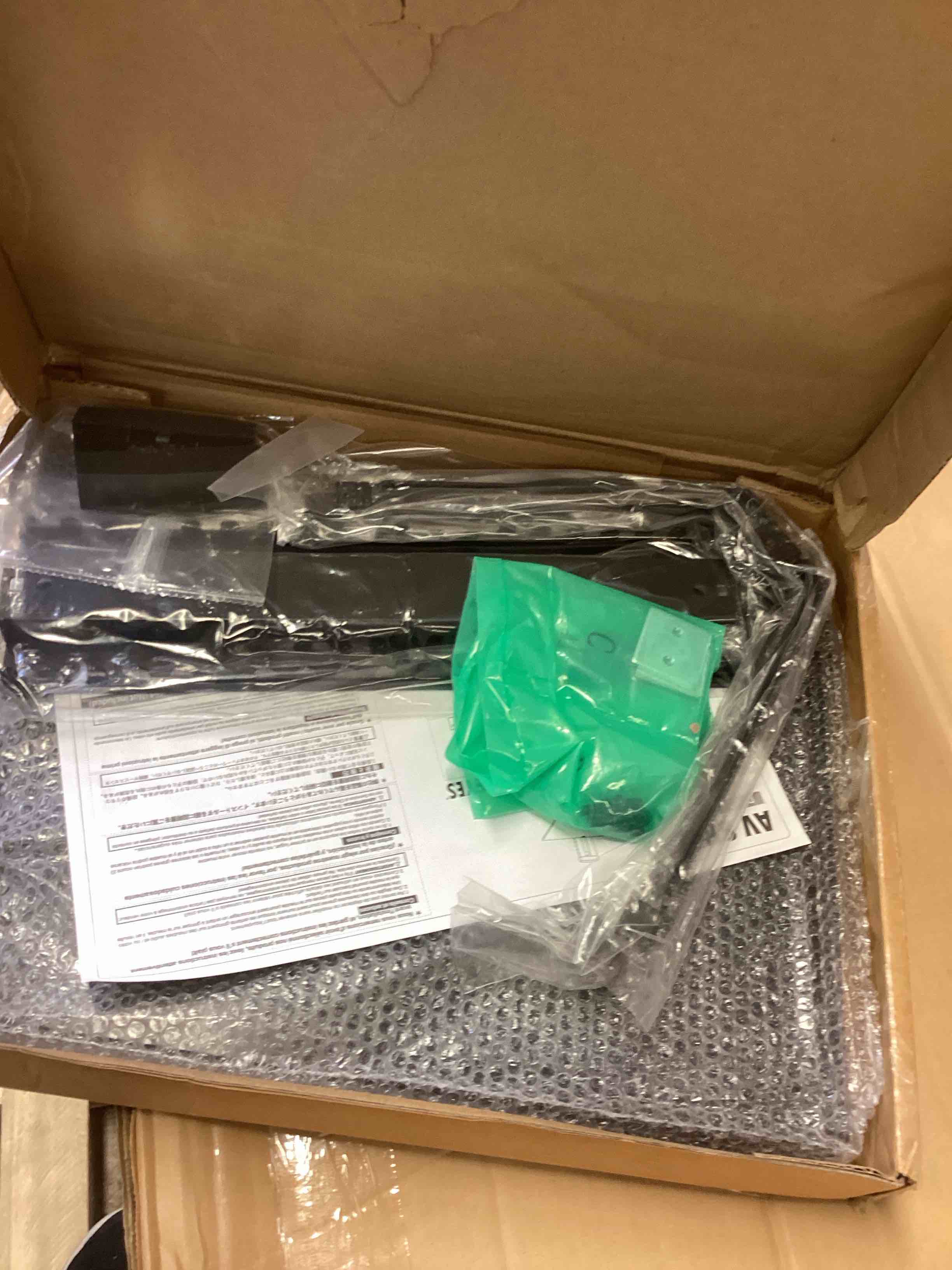 Condition photo showing Good Condition for suptek glass floating shelves, tv wall mount with shelf for dvd player / ps4 / cable boxes/game consoles/sky box/tv accessories, flat black 2-tier wall mount bracket black 2 tier