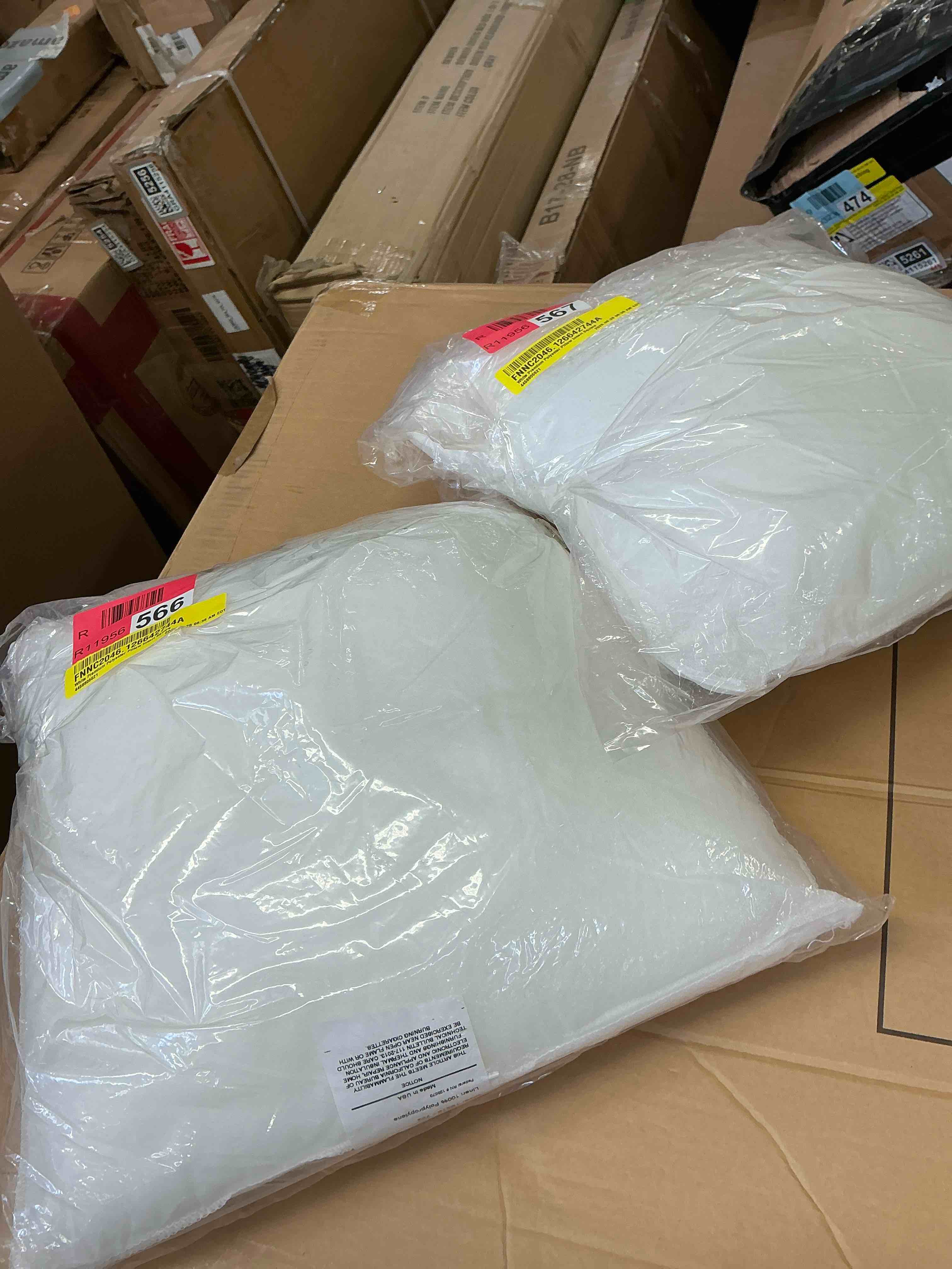 Condition photo showing Good Condition for premium hypoallergenic stuffer pillow insert sham square form polyester, 16" l x 16" w, standard/white set of 2