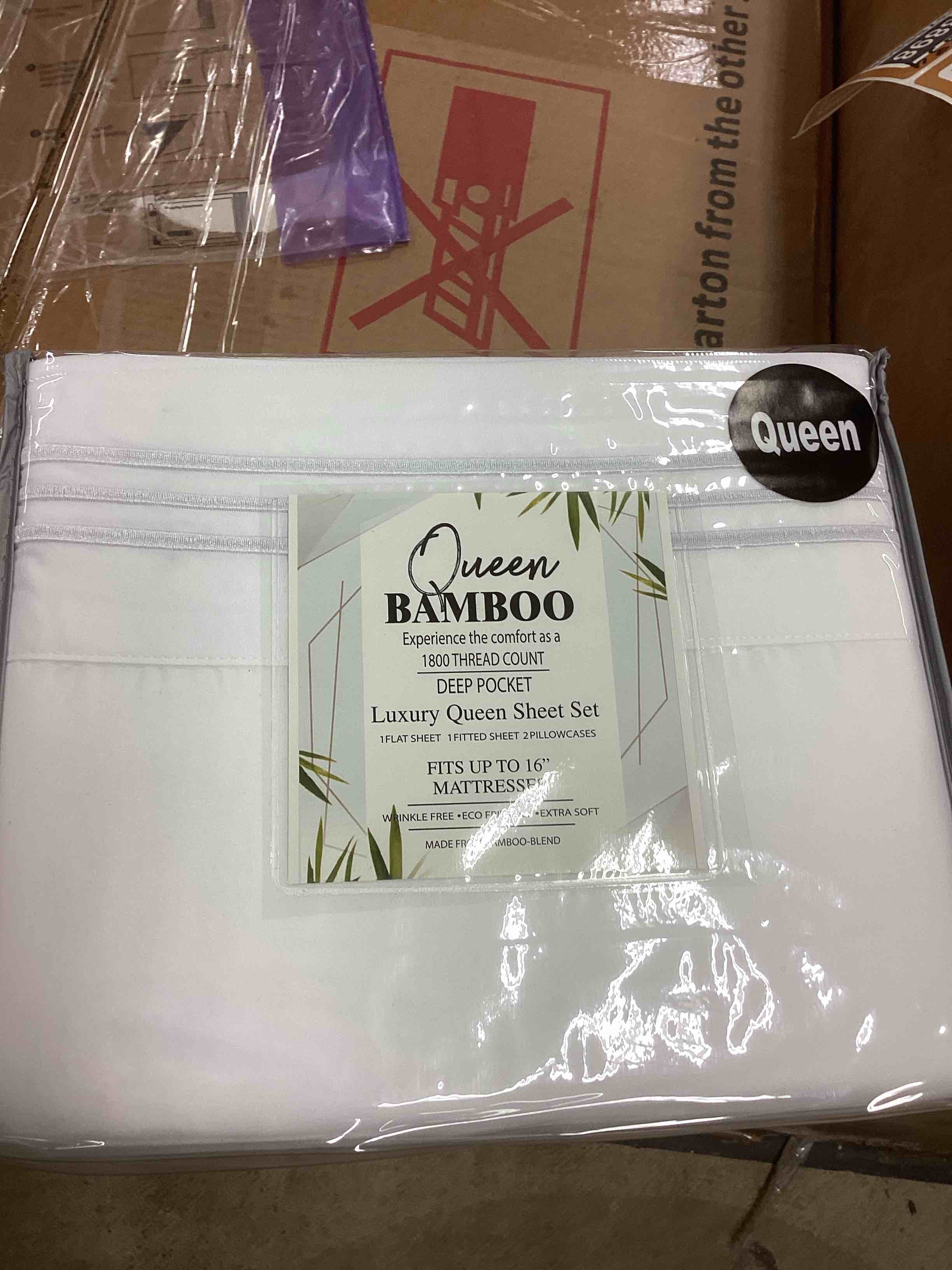 Condition photo showing New/Like New for queen bamboo luxury queen sheet set ,white