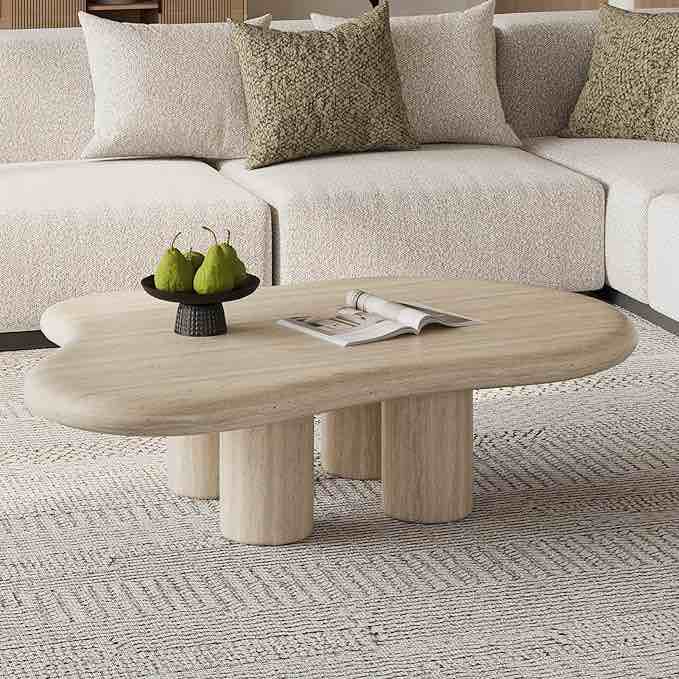 47" Modern Cloud Shaped Coffee Table, Premium Wood ,(incomplete legs only)