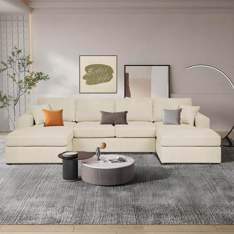 loette corduroy u- shaped sectional symmetrical