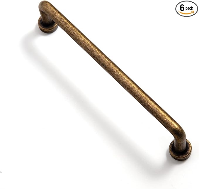 goo-ki 6 pack 5'' center to center antique brass cabinet bar pulls vintage drawer handles closet classic retro home kitchen improvement hardware (similar) 