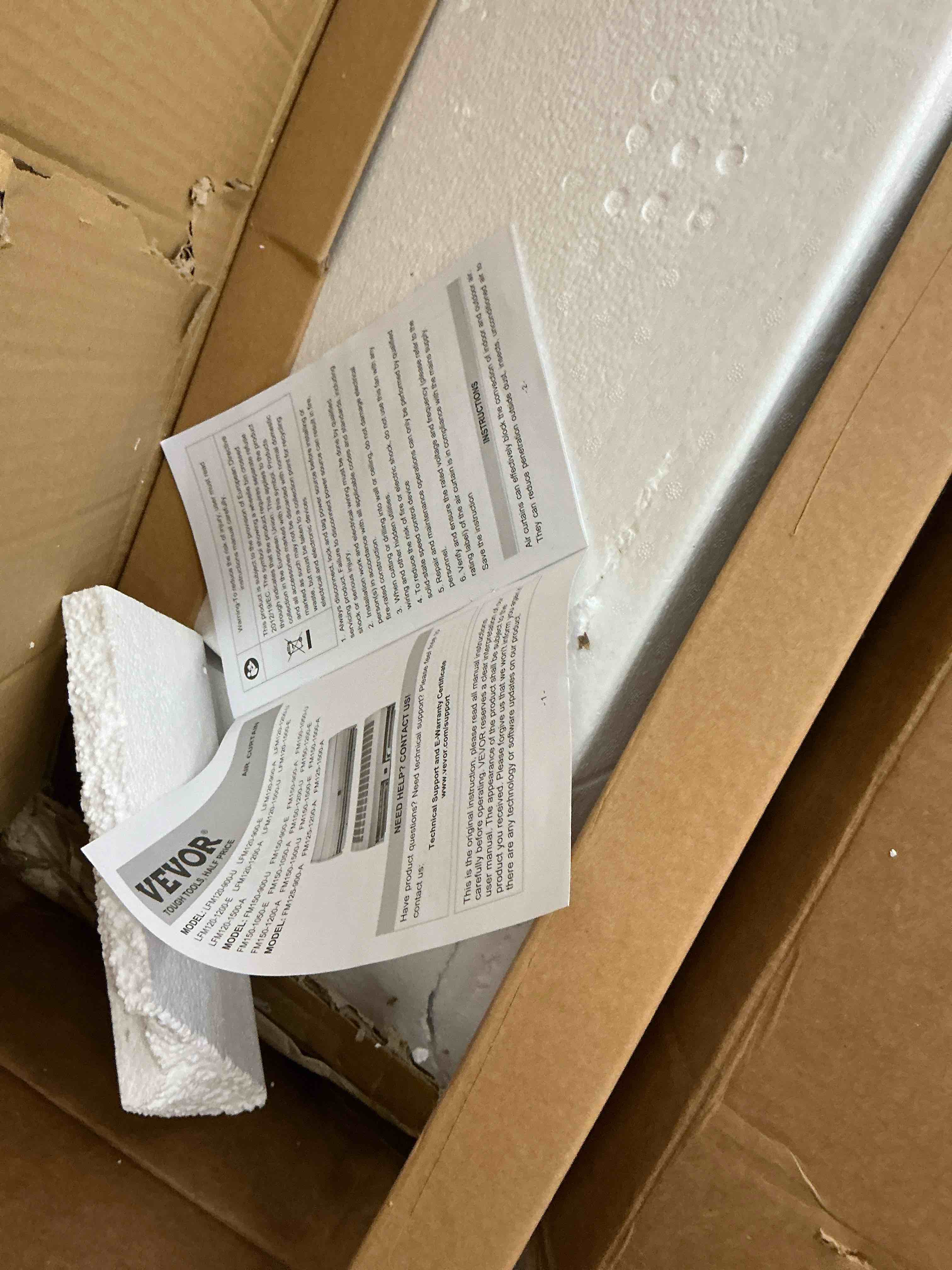 Condition photo showing Good Condition for vevor 36" industrial air door blower, dual-speed 1200cfm, for indoor entryways, includes robust limit switch, wall mount design, 110v non-heated, simplified installation