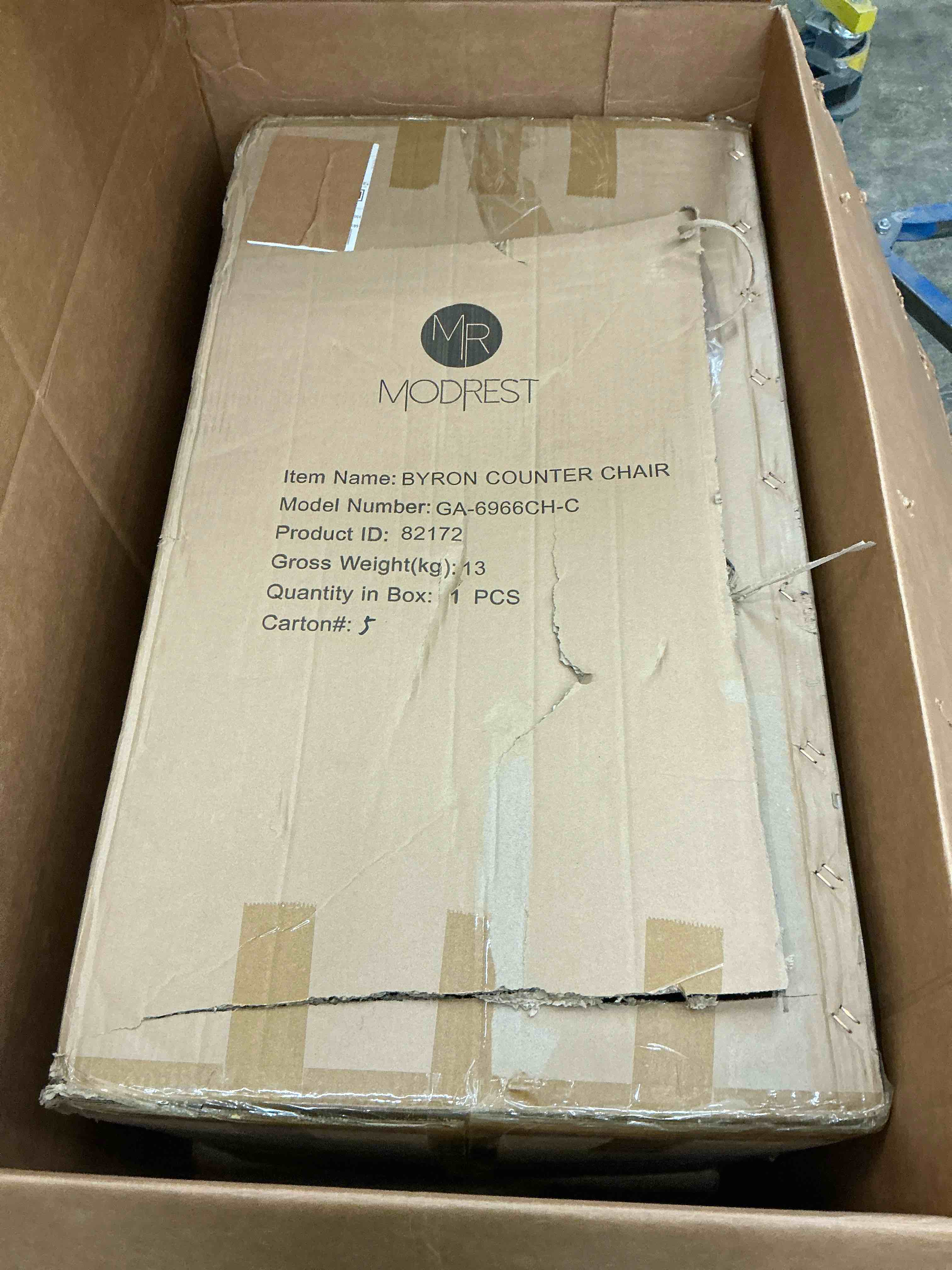 Condition photo showing Good Condition for byron - modern grey fabric + antique brass counter chair